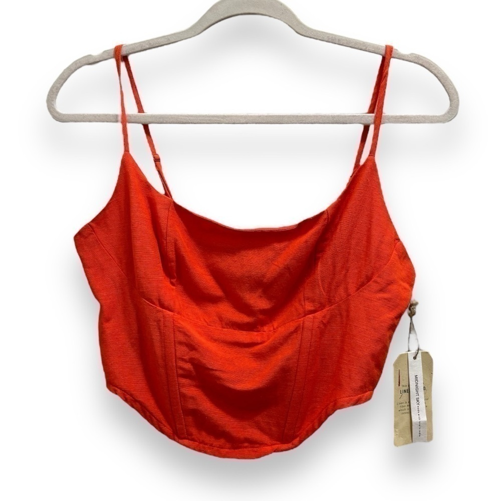 NWT Midnight sky Orange Bustier Corset Crop-top Large